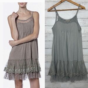 RYU Lace Trim Slip Dress Extender Layering Dress Gray Size L